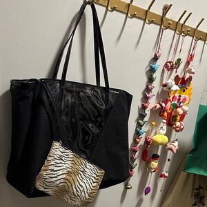 Victoria's Secret Black Tote with Zebra Print Pouch